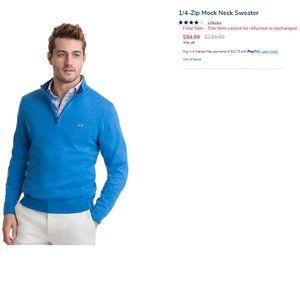 Vineyard Vines Men's Large 1/4-Zip Mock Neck Sweater Perfect Condition